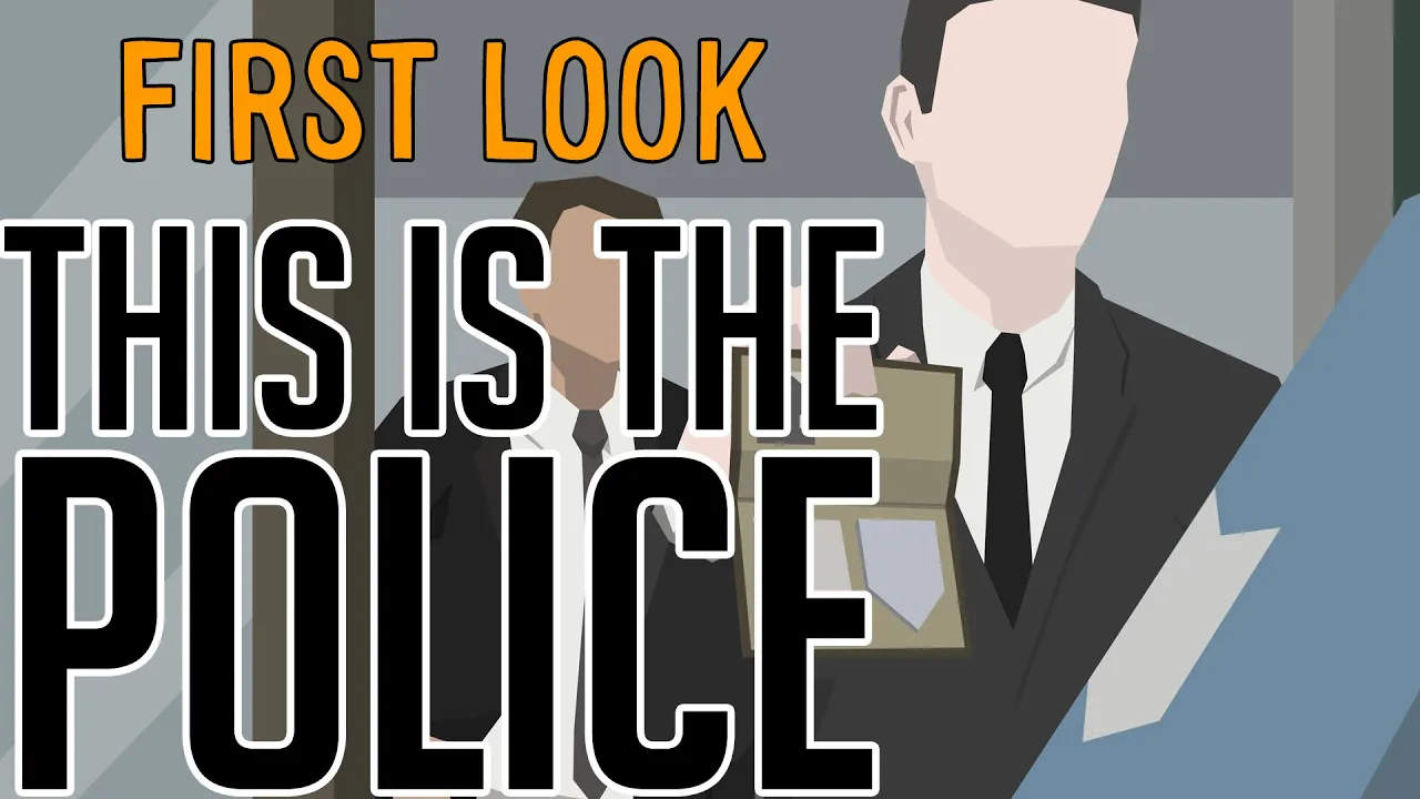 A low-poly style image of two males in suits with the words "First Look: This is the Police" on top