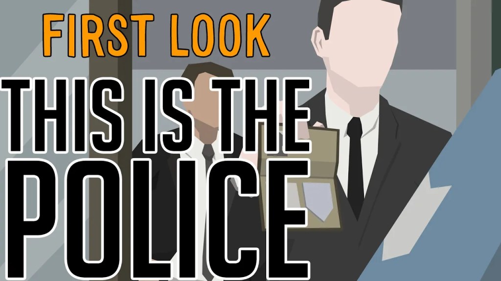 A low-poly style image of two males in suits with the words "First Look: This is the Police" on top