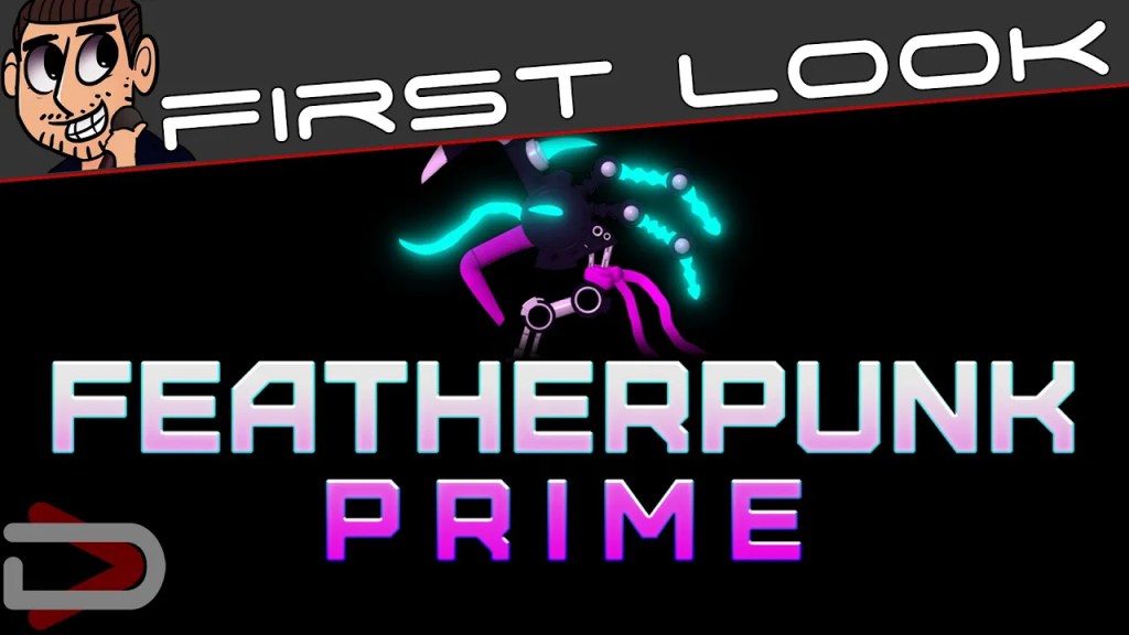 A neon sign (the shape could be anything) with the words "Featherpunk Prime" underneath