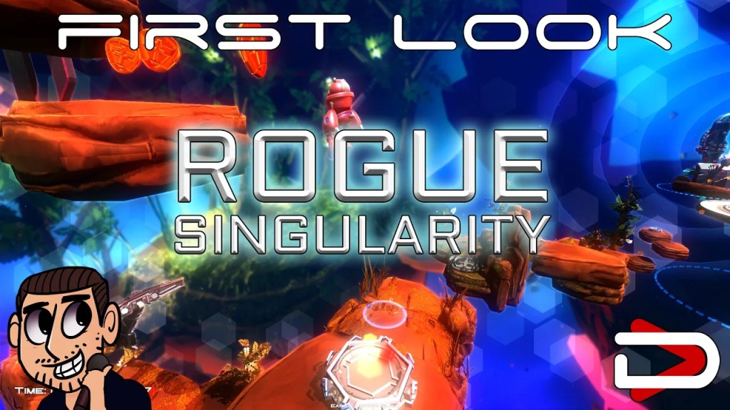 A cute 3D space scene, very reminiscent of something from a more modern Mario game. Across it is the text "Rogue Singularity"
