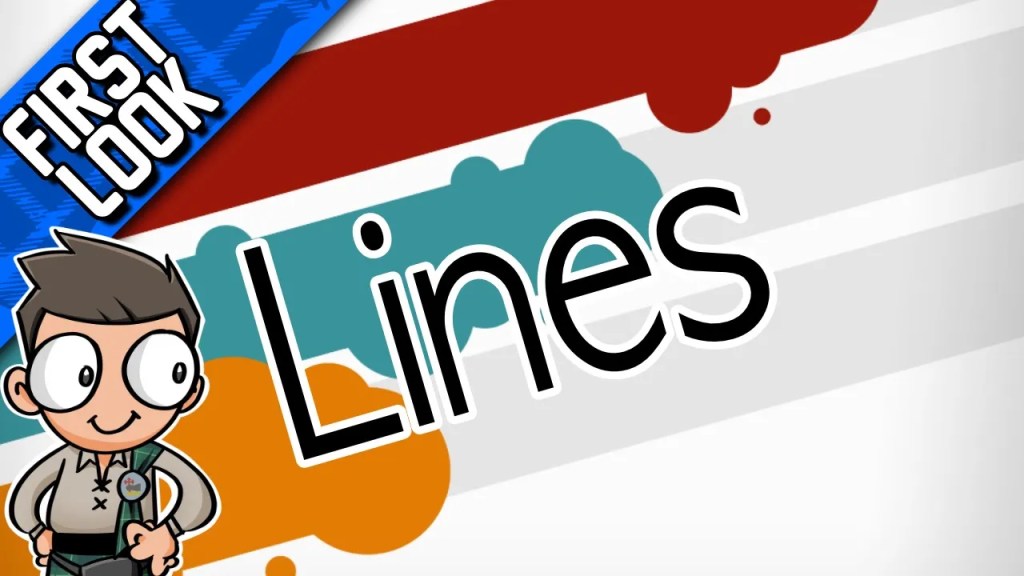 3 coloured lines filling up empty spaces. They look a bit like ink. The word "Lines" is across the middle.